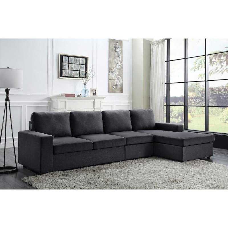 Linen Sofa with Reversible Chaise