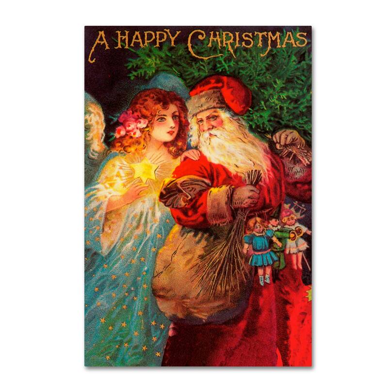 Vintage Apple Collection 'Happy Christmas' Canvas Art