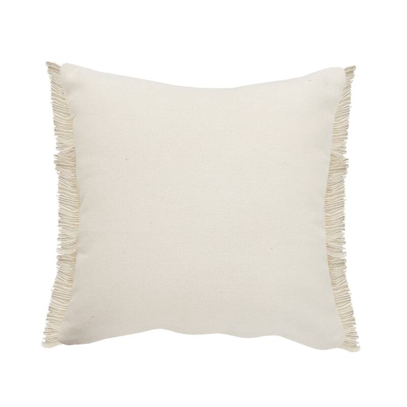 Sevita Atlantis Denim Blue and Taupe Throw Pillow with Jute Braiding and Fringe
