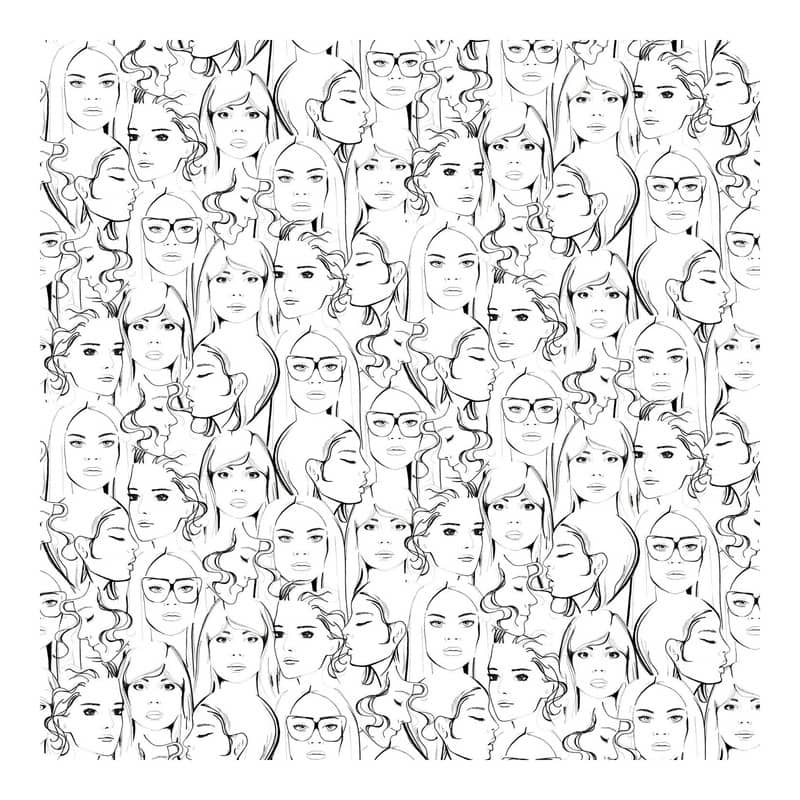 ESTA Home Buckley Off-White Face Collage Wallpaper - 20.5 x 396 x 0.025