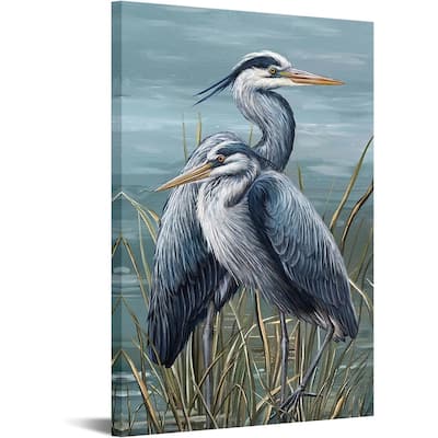 Watercolor Art Print of Blue Herons and Egrets