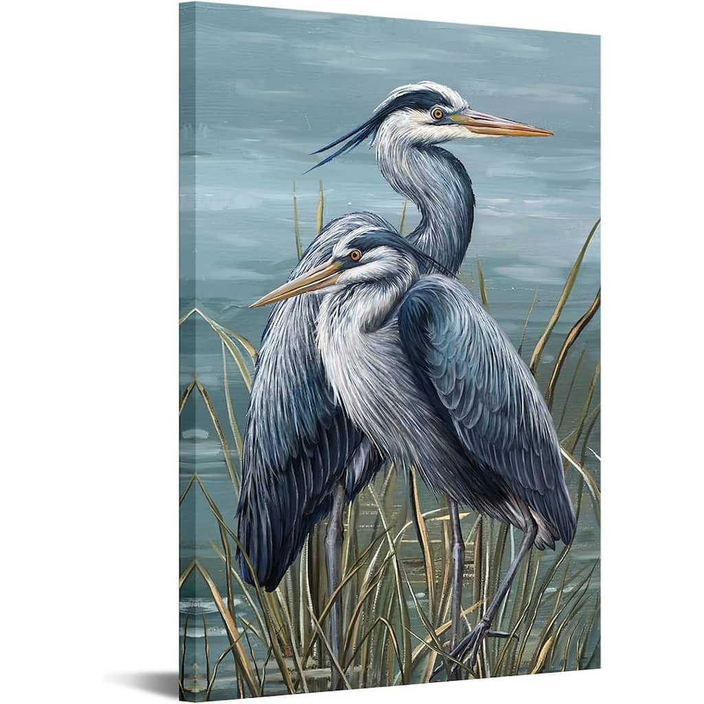 Watercolor Art Print of Blue Herons and Egrets