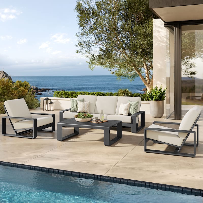 Lirienne 4-Piece Outdoor Patio Aluminum Furniture Set - Cream