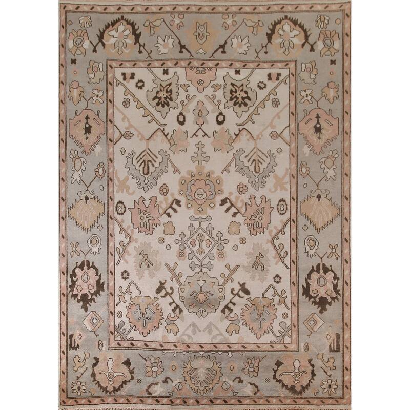 All-Over Oushak Living Room Area Rug Handmade Wool Carpet - 9'0"x 11'9"