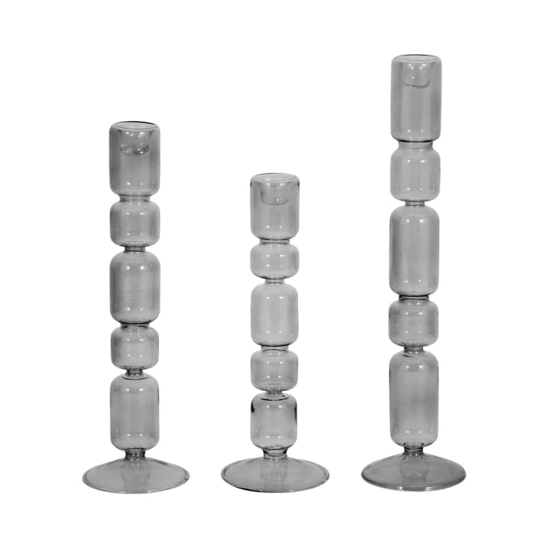 Modern Candle Holder with Stacked Sculptural Glass Base