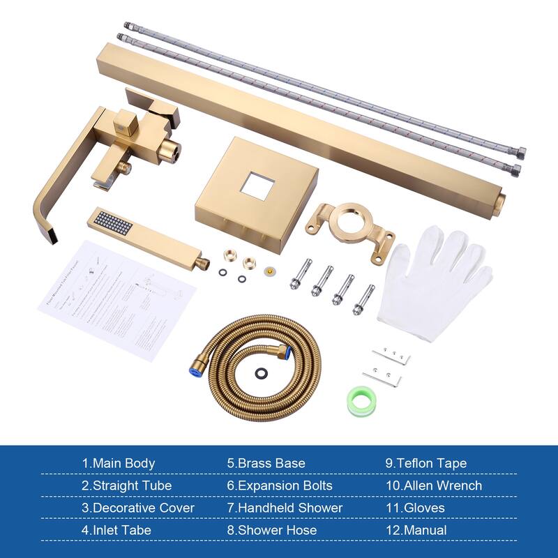 WOWOW Waterfall Single-Handle Freestanding Tub Faucet with Handshower