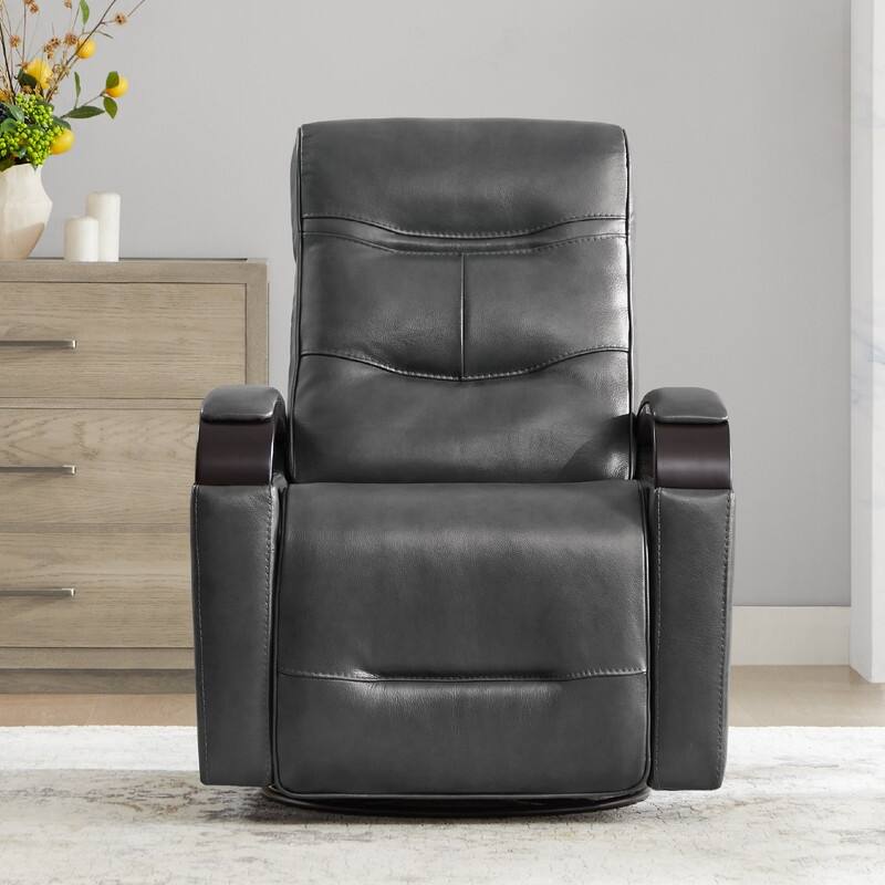Spruce & Spring Regan Leather Power Recliner Swivel Glider Rocker with Power Headrest
