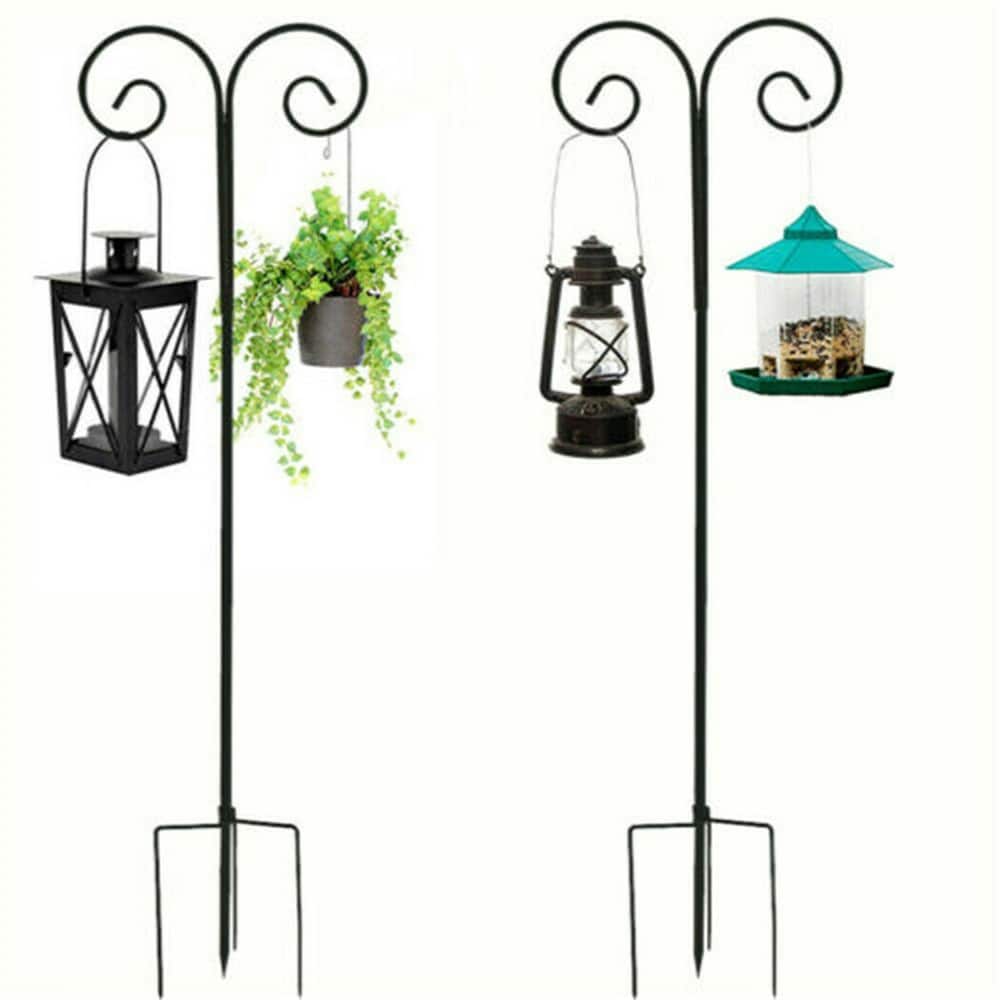Height Adjustable Garden Shepherd Hook Plant Hanger Bird Feeder Pole - 95" H