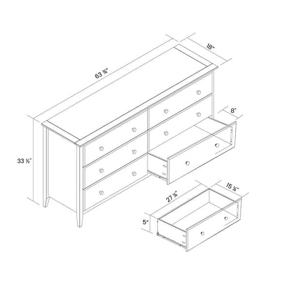 Grain Wood Furniture Greenport 6-Drawer Dresser - Brushed Driftwood Grain Wood Furniture Greenport 6-Drawer Dresser - Brushed Driftwood