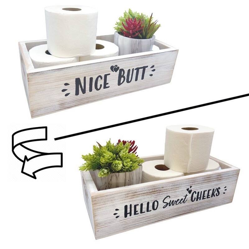 Hello Sweet Cheeks Wood Toilet Paper Holder, Farmhouse - ABN5E134-WHT