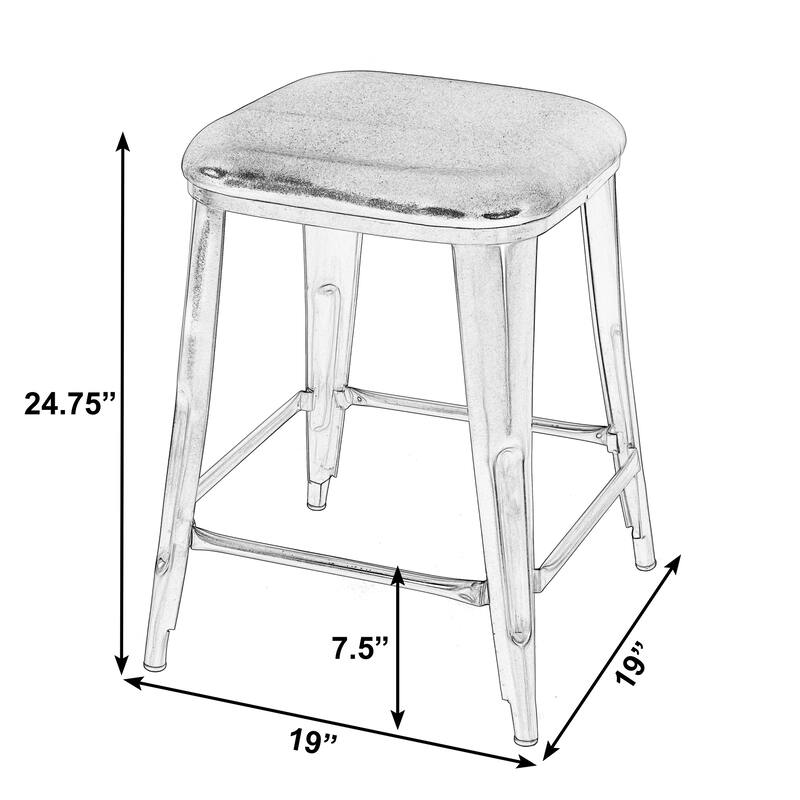 Eastham 24.75 in. Seat Height Leather and Iron Counter Stool with Footrest