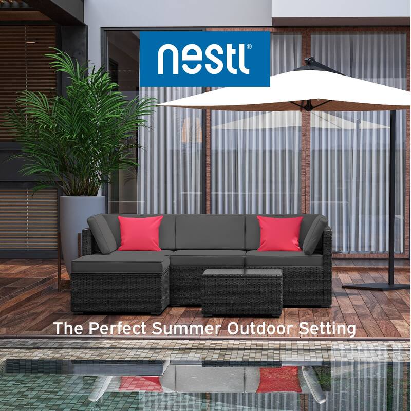 Nestl 5 Piece Outdoor Wicker Patio Furniture Set - Patio Furniture Set with Sectional Patio Seating