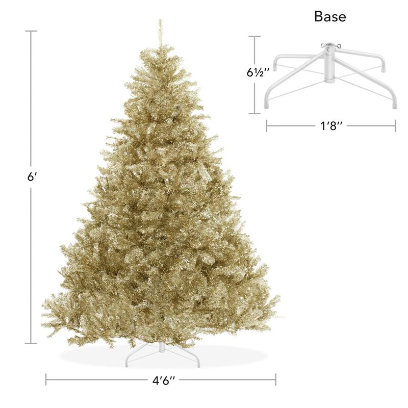6ft Gold Artificial Holiday Christmas Tree with Metal Stand - 6 ft