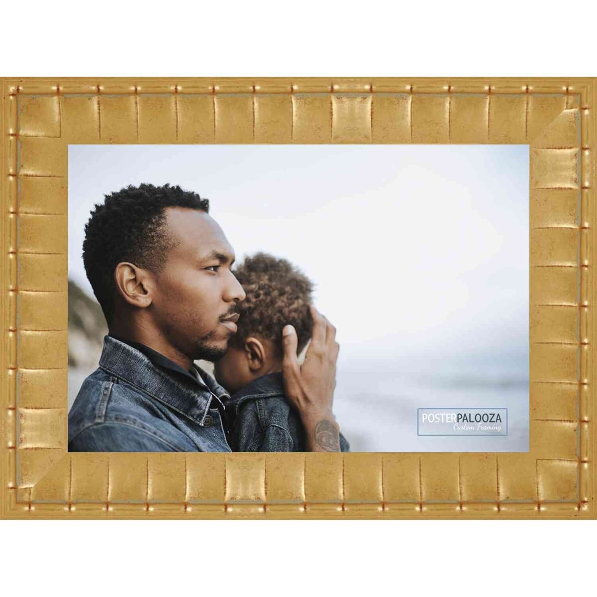 CustomPictureFrames.com 25x26 Gold Bamboo Wood Picture Frame - with Acrylic Front and Foam Board Backing