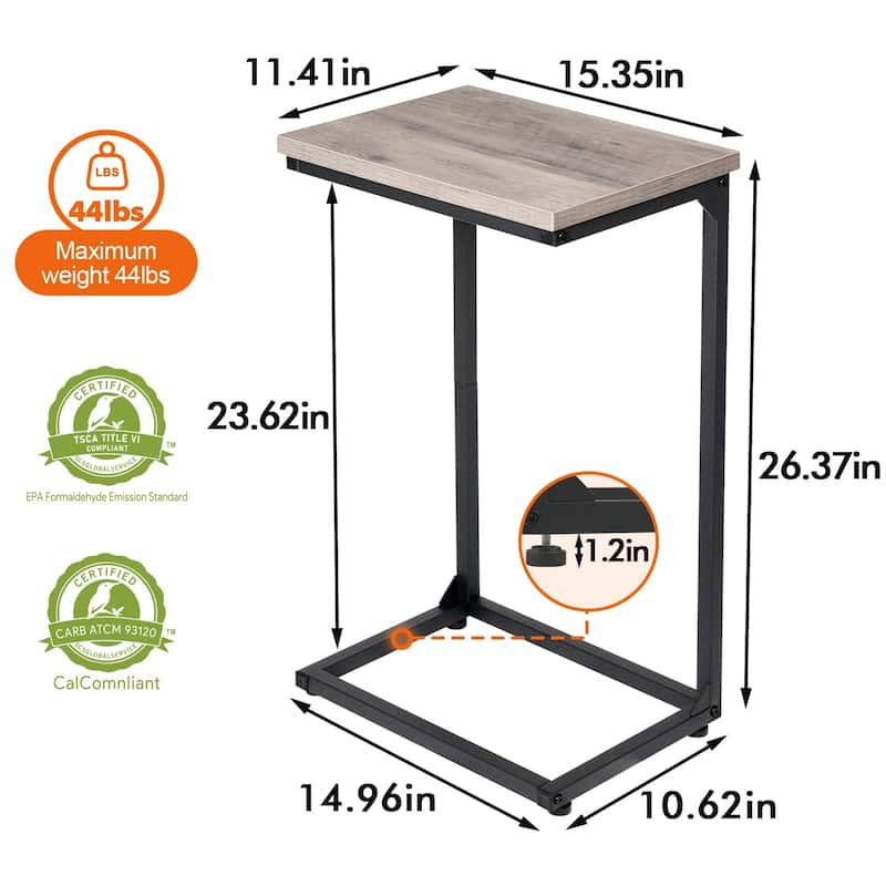 C Tables End Table, TV Trays Set of 2, Couch Table for Small Space, Bedside Tables for Living Room, Bedroom, Office