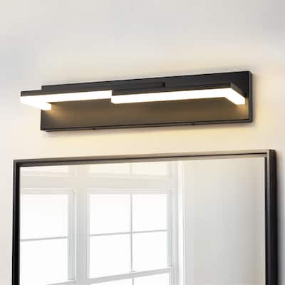 2-Light Modern Black Dimmable Integrated LED Bathroom Vanity Light - 22.8 in. W x 4.3 in. H x 5.5 in. D