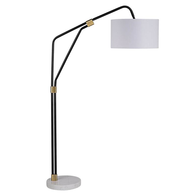 Renwil Wroxton 71" Floor Lamp with Cotton Drum Shade, Matte Black