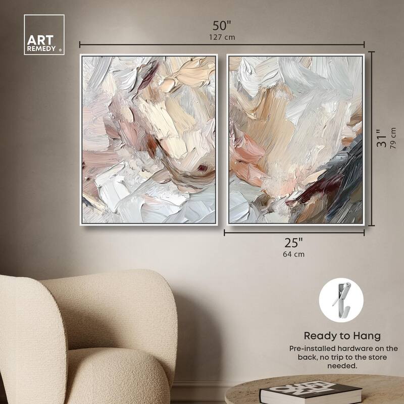 Running Horse Neutral I Canvas Set of 2 by Art Remedy