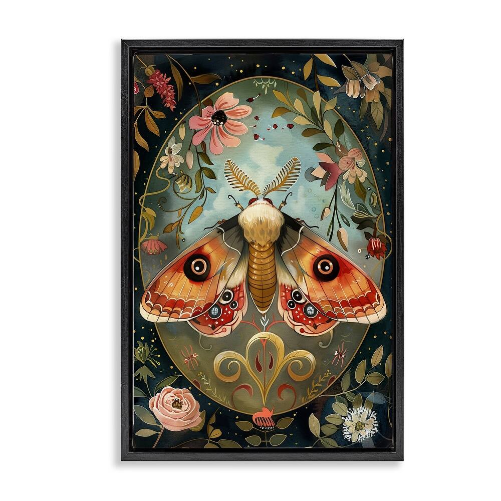 Stupell Ornate Bordered Victorian Moth Framed Floater Canvas Wall Art Design By The Dutch Lady