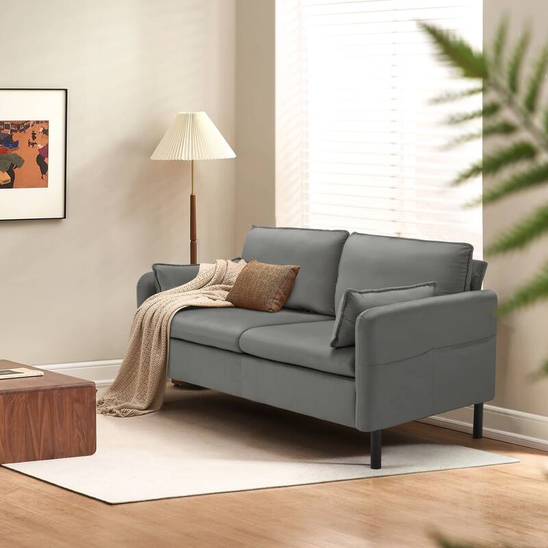 Modern double sofa for small spaces with storage, 2 soft cushions