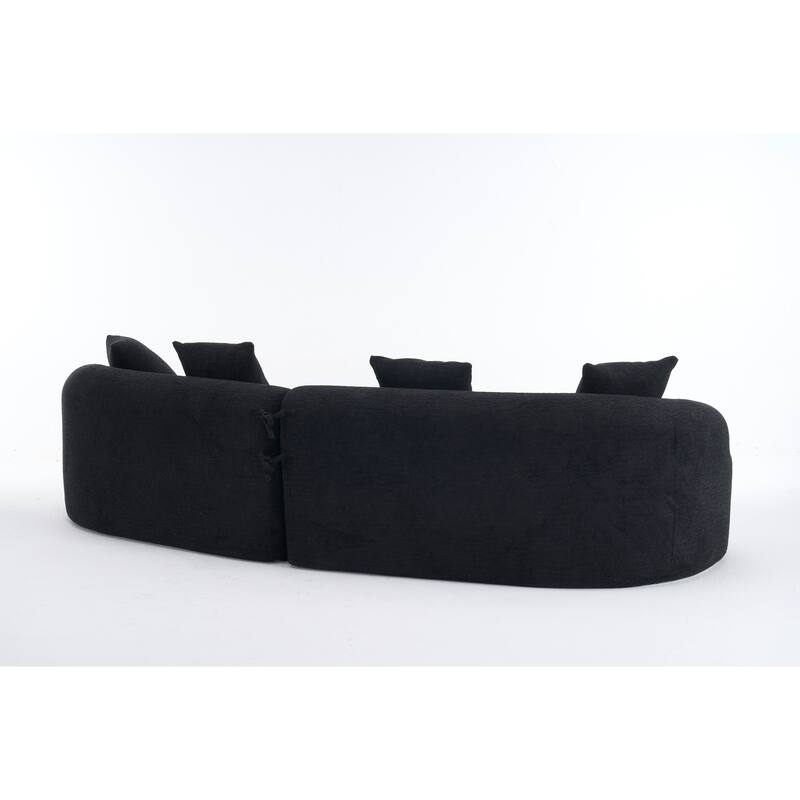 Modular Curved Sectional Sofa, Full Compression 4-Seater Foam Couch, Chenille Boneless Cloud Sofa for Living Room, Bedroom