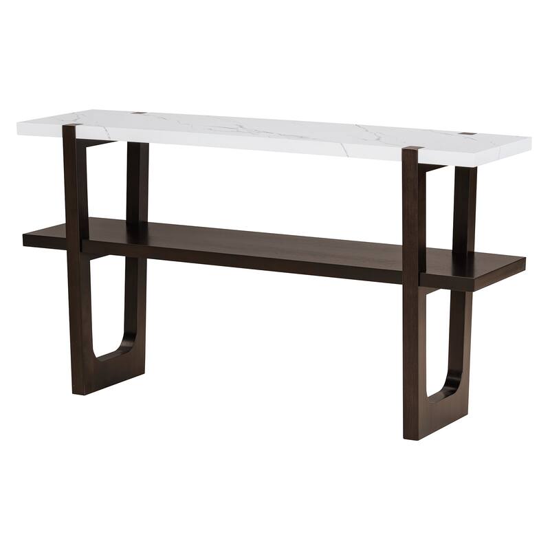 Elegant Console Table with Marble-Effect Top and Versatile Storage Solutions for Entryway and Living Room