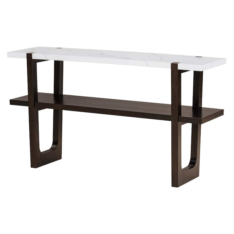Retro Narrow Console Table with Open Shelf