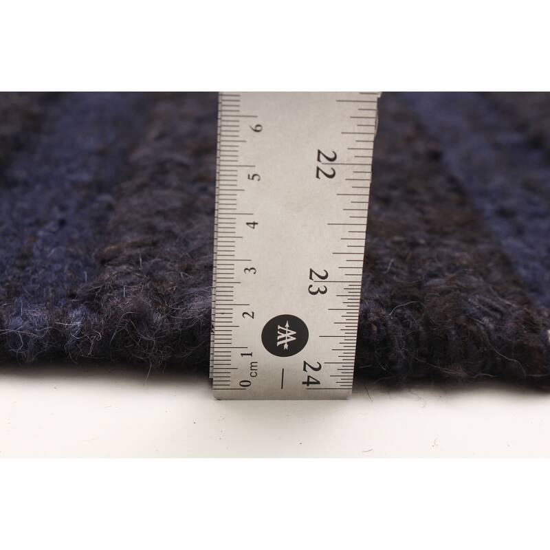 ECARPETGALLERY Flat-Weave Natural Navy Wool Tapestry Kilim - 6'7 x 6'8