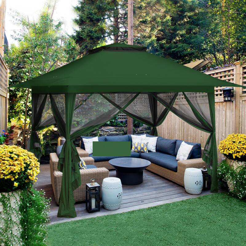 EAGLE PEAK 13x13 Pop Up Gazebo with Mosquito Netting, Easy Up Screened Canopy for Patio and Backyard, Easy Set-up Outdoor Gazebo