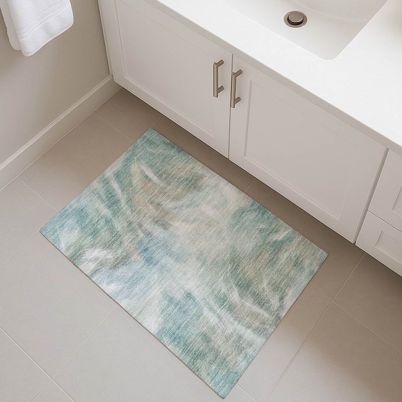Premium Washable Super Soft Contemporary Blur Mayfield Rug - Sky - 1'8" x 2'6"
