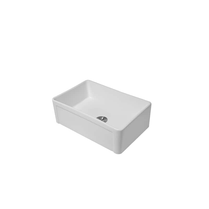 30'' White Farmhouse Single Bowl Ceramic Kitchen Sink - 30'' x 20'' x 10''