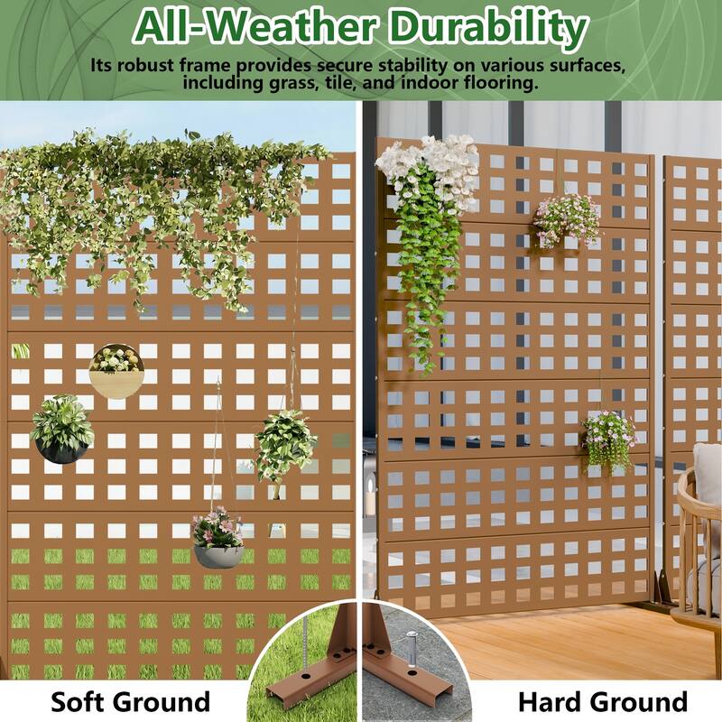 Outdoor Rectangle Privacy Screens Metal Screen Fence Panel Set of 2