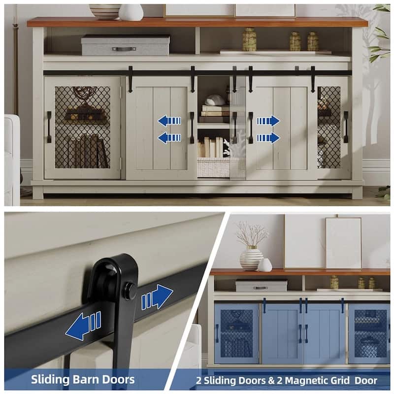 63 In Kitchen Buffet TV Stand with Storage Coffee Bar Cabinet - 62 inches