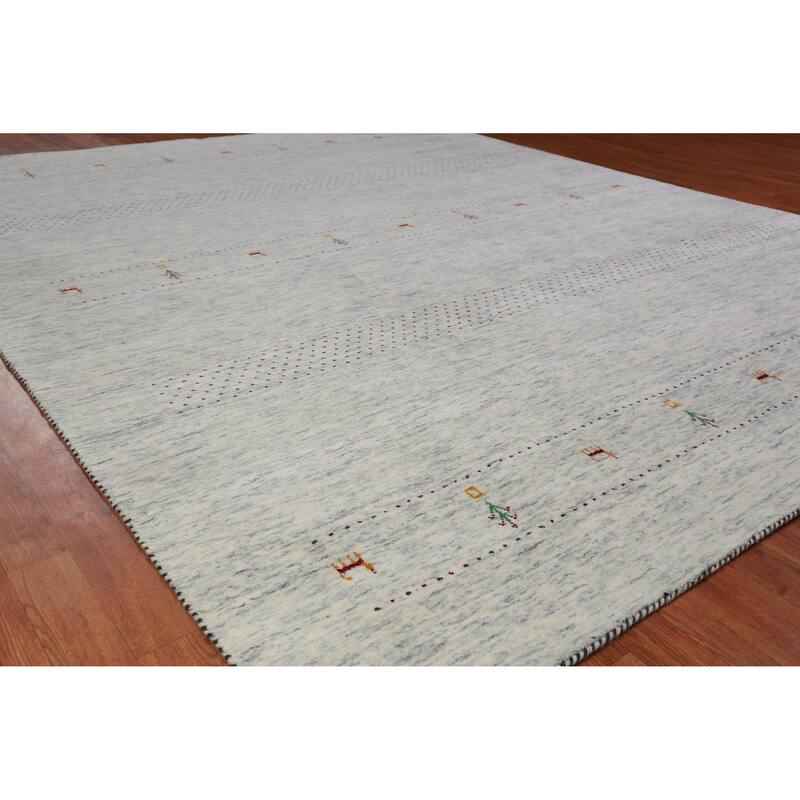 Tribal Gabbeh Indian Area Rug Hand-Knotted Living Room Wool Carpet - 8'2" x 10'0" - 8'2" x 10'0" - Ivory/Beige