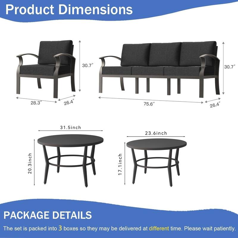 Kullavik Aluminum Outdoor Patio Sectional Sofa Set with Swivel Rocking Chairs and Coffee Table