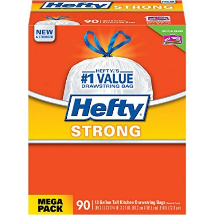 40Ct Hefty Renew Recycled Plastic Tall Kitchen Drawstring Trash Bags 13