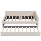 preview thumbnail 1 of 23, Full Size Upholstered Platform Bed with USB and Twin Size Trundle, Beige