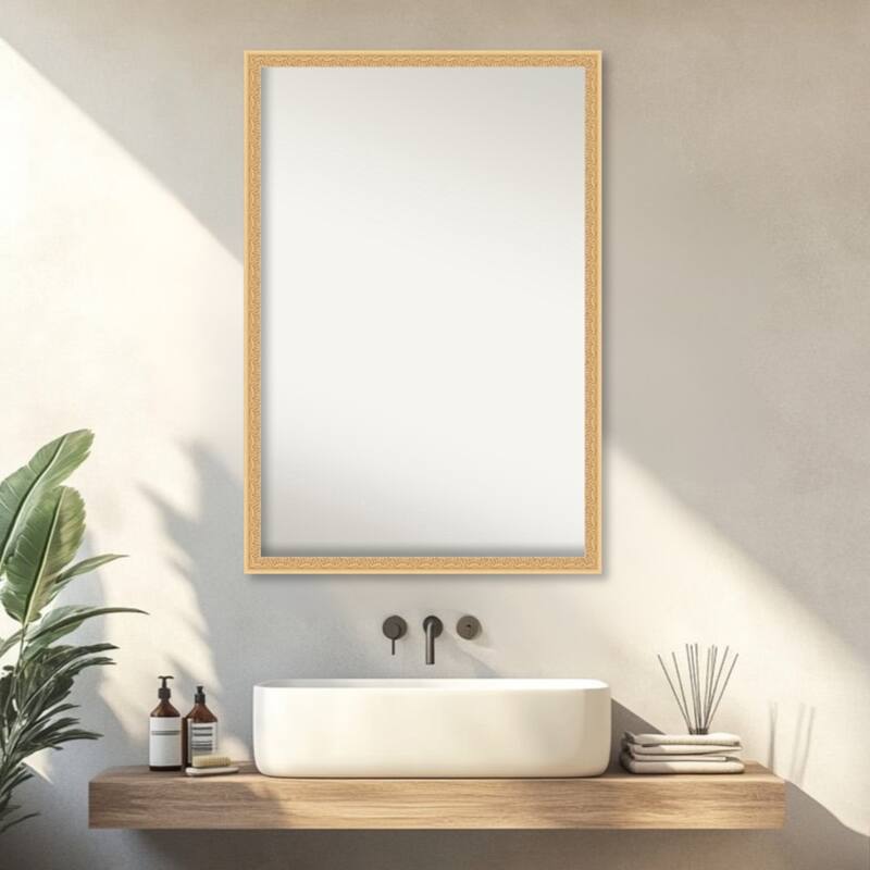 Bethany Non-Beveled Wood Framed Bathroom Vanity Wall Mirror