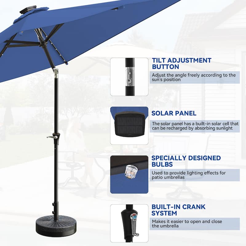 120'' x 78'' Rectangular Market Umbrella With 26 LED Lights