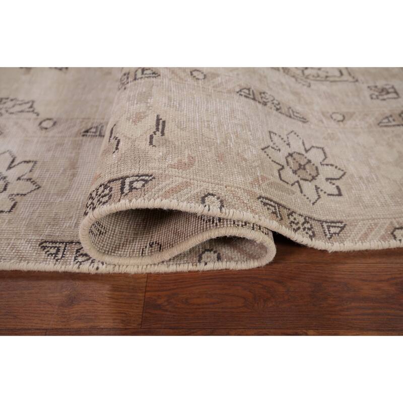 Distressed Tabriz Vintage Persian Rug Handmade Muted Wool Carpet - 6'2" x 9'2"