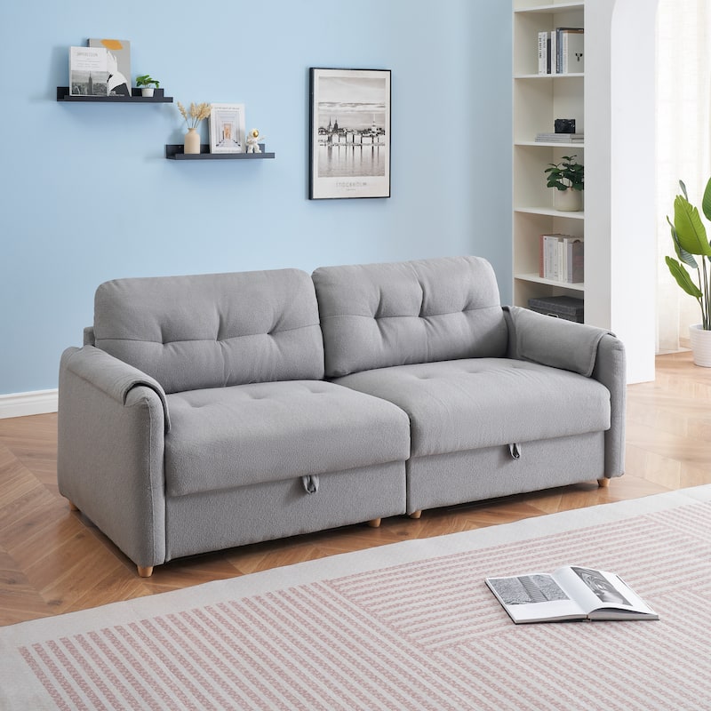 Teddy Cotton Linen Fabric Sofa with Built-in Storage