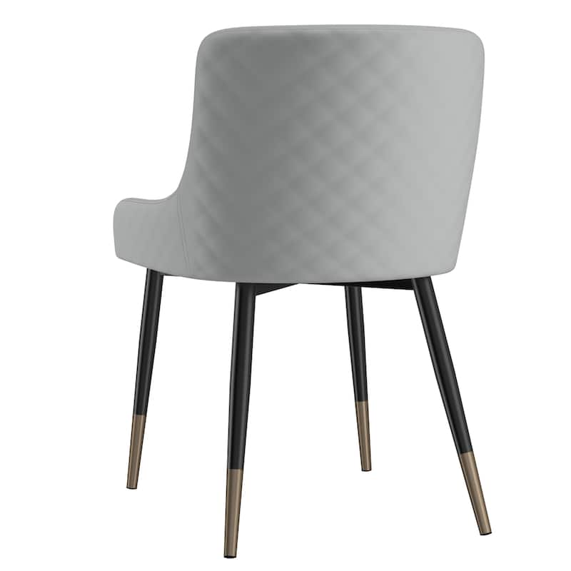 Modern Faux Leather and Metal Dining Chair, Set of 4 - Black