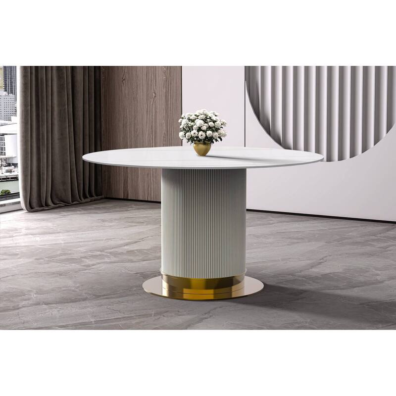 Jexis Round Dining Table with Glass/Sintered Stone Tableop