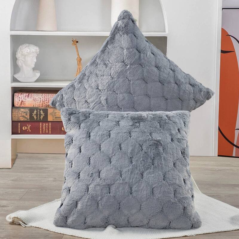 Serenta JacquardRabbit FauxFur Pillow Cover 2 Piece, NO INSERT