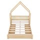preview thumbnail 20 of 22, Wood Queen Size House Bed, Kids Platform Bed Frame with Guardrail Headboard, Modern Storage Bed with 2 Drawers