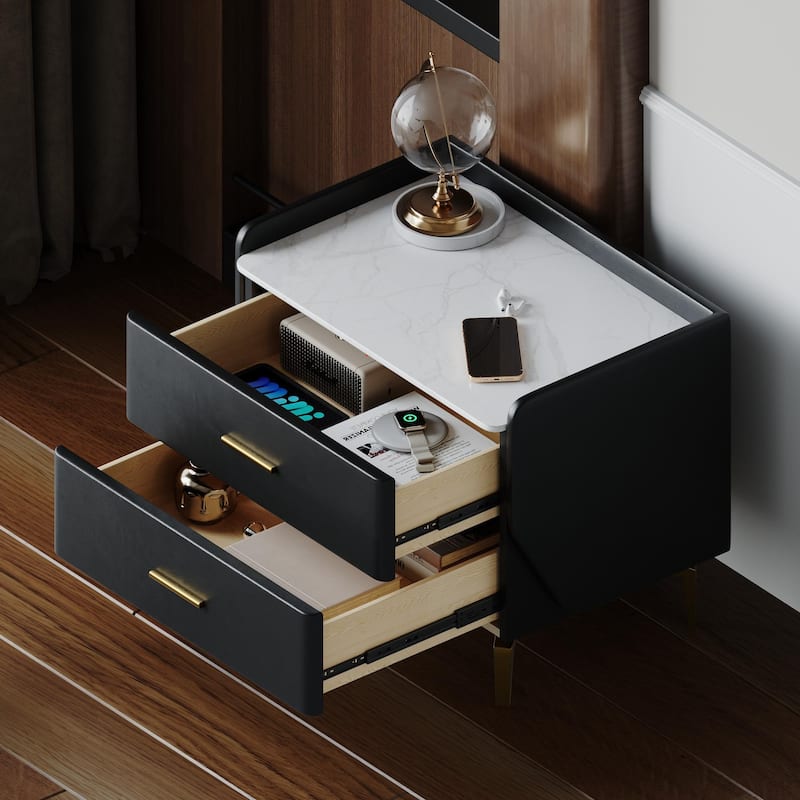20" Modern Bedroom Nightstand with 2 Drawers, Bedside End Tables