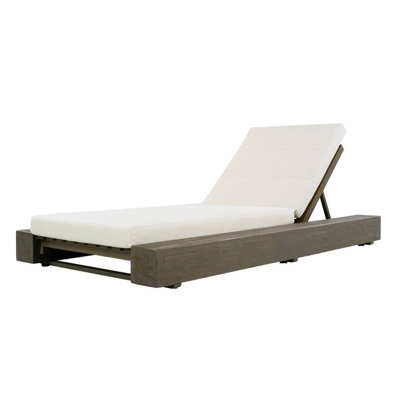 Christopher Knight Home - Amedea Outdoor Acacia Wood Chaise Lounge with Adjustable Backrest & Water-Resistant Cushion