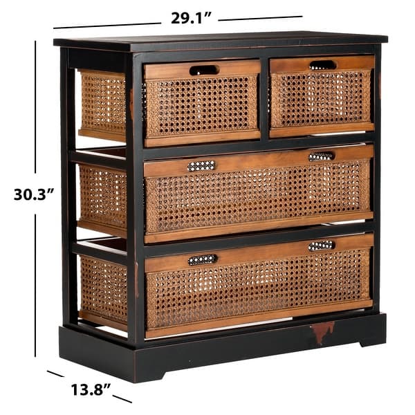 SAFAVIEH Jackson Black 4-drawer Wicker Basket Storage Unit - Bed Bath ...