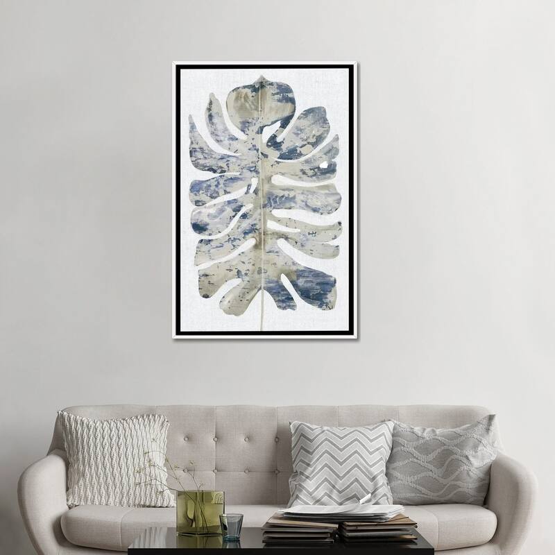 iCanvas "Large Indigo Leaf I" by Eva Watts Framed