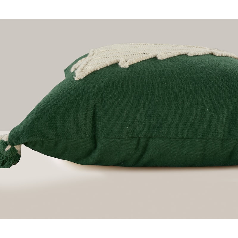 Rizzy Home Sweater Knit Green/Cream Tree Holiday Throw Pillow